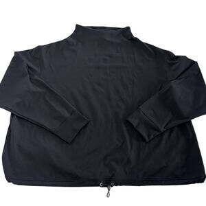 Rachel Zoe Pullover Womens 2X Plus Size Black Mock Neck Drawstring Hem Top